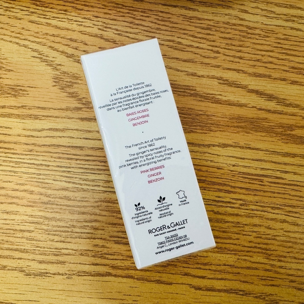 Roger & Gallet - Wellbeing Fragrant Water 100 ml GINGEMBRE ROUGE, Brand new - Picture 3 of 3
